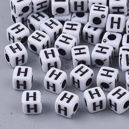 White Opaque Acrylic Beads MACR-R869-02H-1