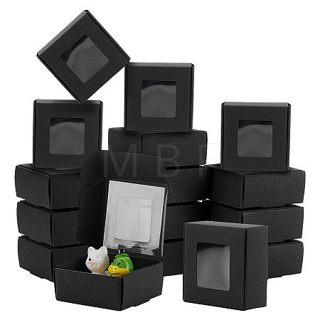 30Pcs Foldable Square Paper Storage Gift Boxes with Visible Window CON-PH0003-62C-1