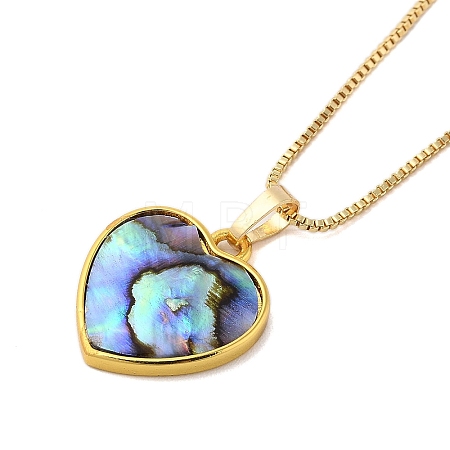 Rack Plating Natural Paua Shell Pendants Necklace NJEW-B104-01F-01G-1