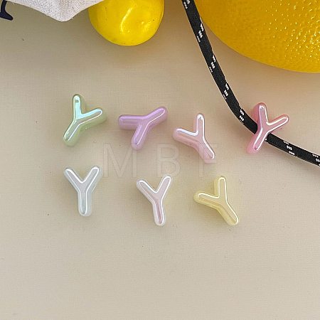 UV Plating Acrylic Alphabet Beads OACR-N163-42Y-1