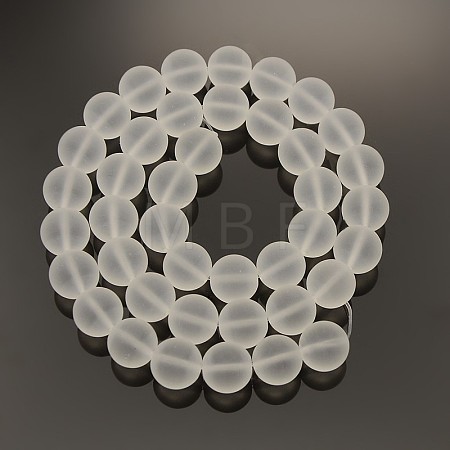 Frosted Transparent Round Glass Beads Strands FGLA-P002-10mm-03-1