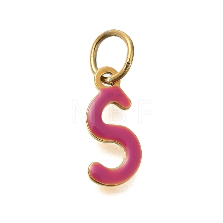 Ion Plating(IP) 304 Stainless Steel Enamel Alphabet Charms STAS-F308-02G-S-1