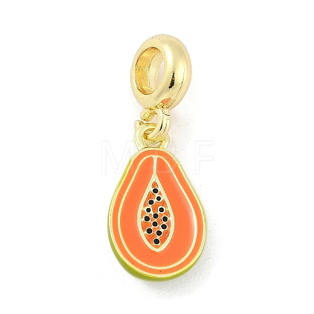 Brass Enamel Fruit European Dangle Charms KK-Z090-08G-09-1