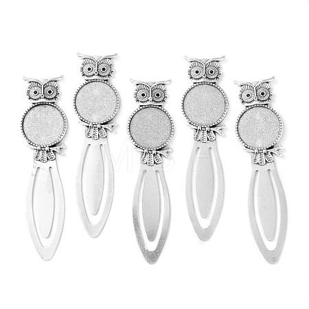 Owl Vintage Tibetan Style Alloy Bookmarks Cabochon Settings TIBE-Q032-28AS-NR-1