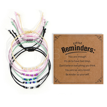 Adjustable Glass Seed Beaded Friendship Braided Bracelet Sets BE2039-5-1