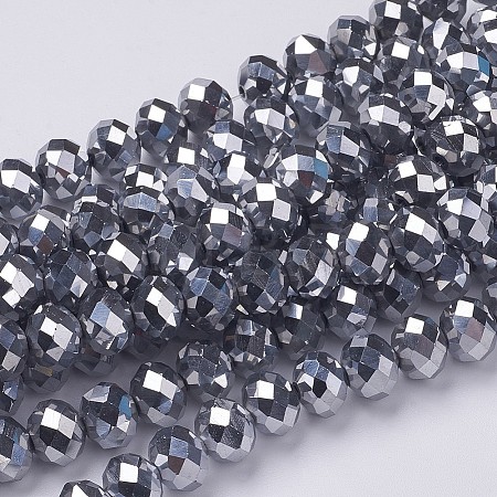 Electroplate Glass Beads Strands X-GR7X10MMY-S-1