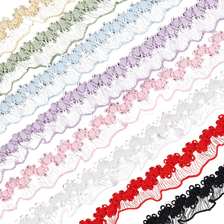 32 Yards 8 Colors Nylon Crown Elastic Lace Ribbon OCOR-GO0001-25-1