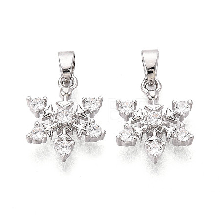 Brass Micro Pave Clear Cubic Zirconia Charms KK-N259-16P-1