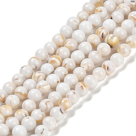 Assembled Synthetic Stone and Trochus Shell Beads Strands G-B128-08A-01-1