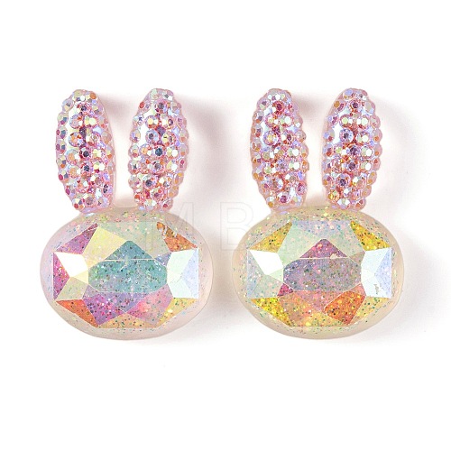 Transparent Epoxy Resin Rabbit Head Decoden Cabochons CRES-M034-05B-1