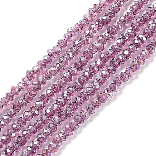 Electroplate Glass Beads Strands X-EGLA-R048-2mm-11-1