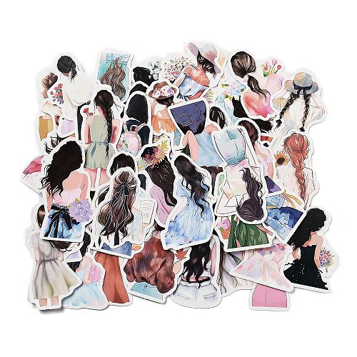 50Pcs Paper Stickers DIY-M055-08-1