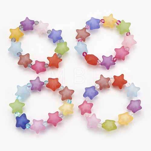 Frosted Acrylic Beads Kids Stretch Bracelets BJEW-JB03895-1