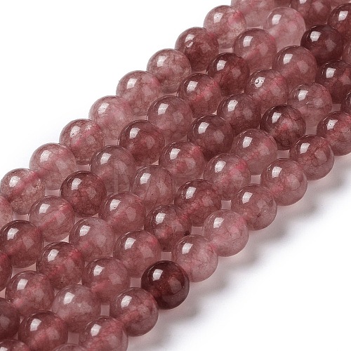 Natural Jade Imitation Strawberry Quartz Beads Strands G-B046-08B-1