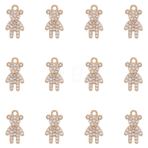 HOBBIESAY Brass Micro Pave Cubic Zirconia Charms ZIRC-HY0001-12-1