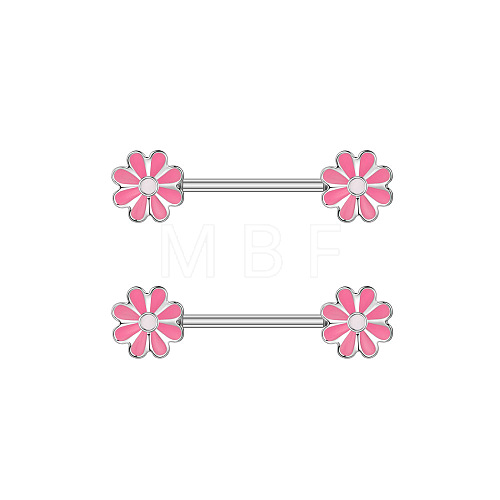 304 Stainless Steel Enamel Flower Nipple Barbells WG20A72-02-1