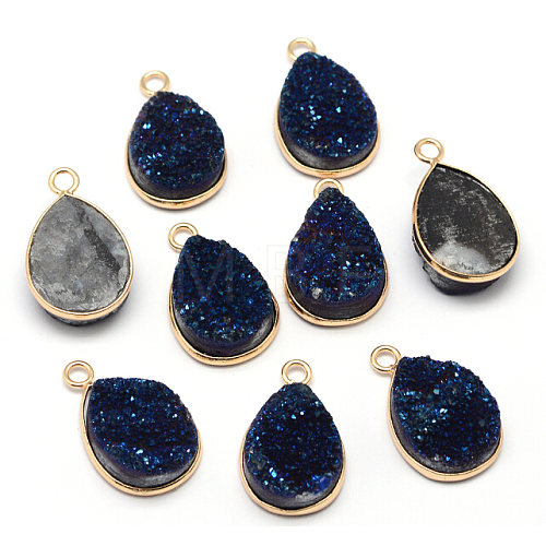 Electroplate Natural Druzy Crystal Charms G-A124-06D-1
