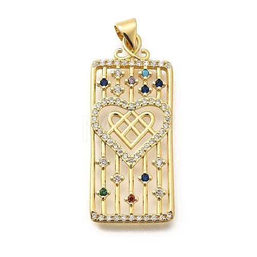 Rack Plating Brass Micro Pave Cubic Zirconia Pendants KK-L226-030G-02-1