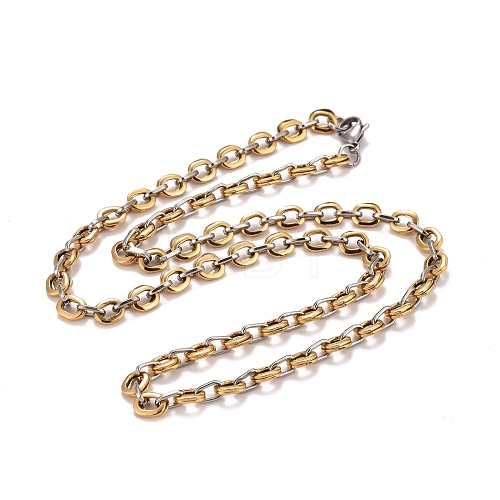 Vacuum Plating 304 Stainless Steel Oval Link Chains Necklace STAS-E160-18GP-1