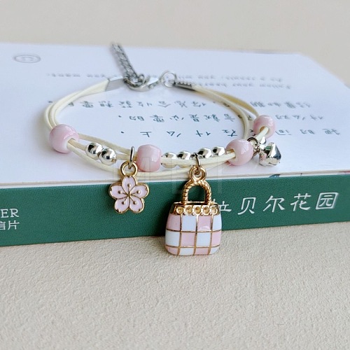 Cute Cartoon Bag Alloy Enamel Three Layer Multi-strand Charm Bracelets for Women TU6041-1-1