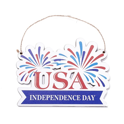 Independence Day Density Board Wooden Wall Ornament Doorplate Pendants HJEW-C004-09-1