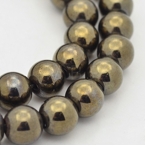 Round Non-magnetic Synthetic Hematite Beads Strands G-D617-10mm-26-1