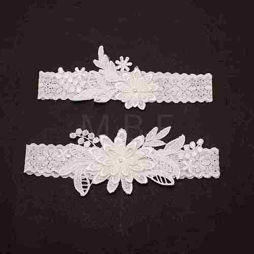 Polyester Lace Elastic Bridal Garters OCOR-WH0075-03-1