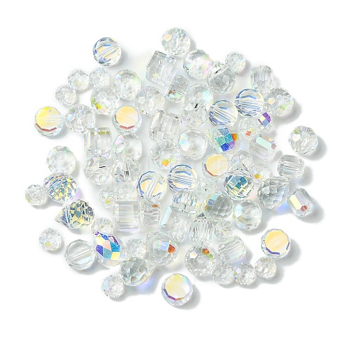 114Pcs Transparent Electroplate Glass Beads GLAA-K064-09E-1