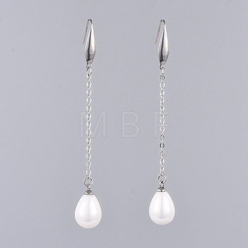 Shell Pearl Dangle Earrings EJEW-JE03498-1