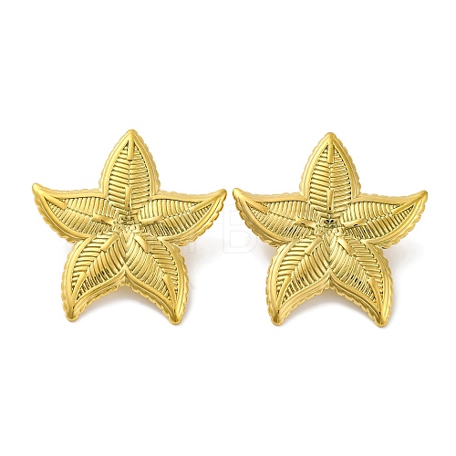 Ion Plating(IP) 304 Stainless Steel Starfish Stud Earrings EJEW-D281-22G-1