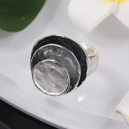 Three Flat Round Zinc Alloy Enamel Stretch Finger Rings WGEE978-02-1