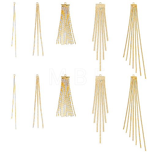 10Pcs 5 Style Brass Chain Tassel Big Pendants KK-HY0003-24-1