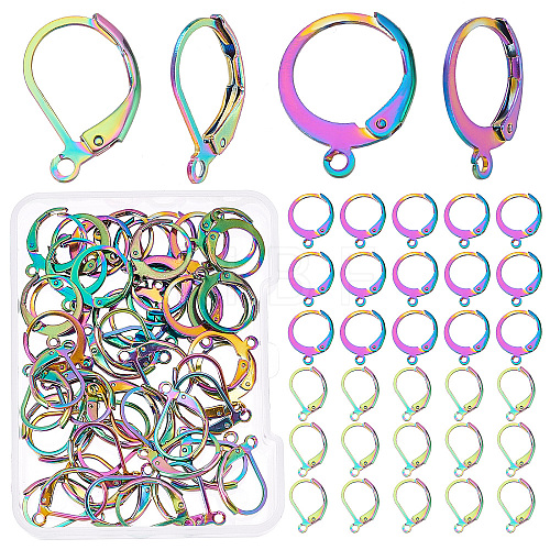 60Pcs 2 Style 304 Stainless Steel Leverback Earring Findings STAS-CN0001-17-1