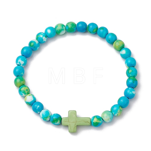 Synthetic Gemston Stretch Bracelets BJEW-JB11015-05-1