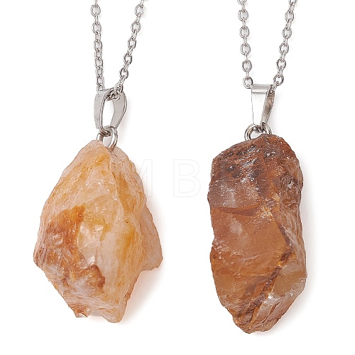 Natural Yellow Quartz Nugget Pendant Necklaces NJEW-JN04507-04-1