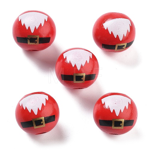 Christmas Printed Schima Wood  European Beads WOOD-G023-17B-1