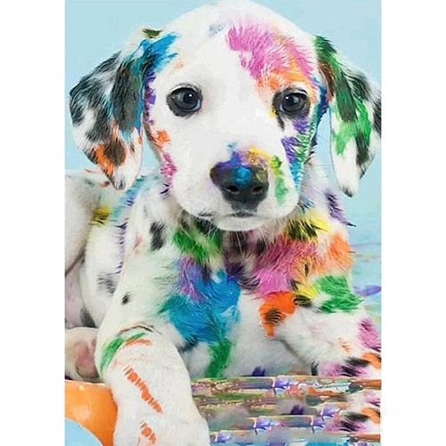 DIY Rectangle Dog Theme Diamond Painting Kits DIAM-PW0004-017-1