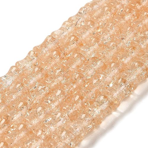 Transparent Crackle Glass Beads Strands GLAA-D025-01F-1