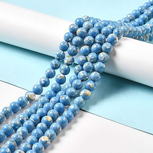 Synthetic Turquoise and Sea Shell Assembled Beads Strands G-D482-01D-04-1