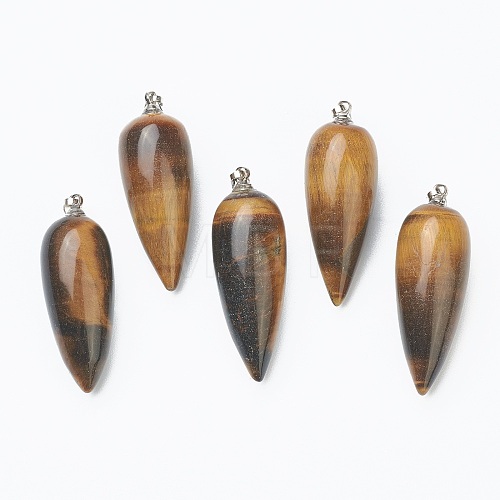 Natural Tiger Eye Pointed Pendants G-F705-01E-P-1