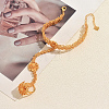 Elegant Brass Flower Link Hand Chain Ring Bracelets for Women HG2841-1