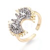 Brass Micro Pave Clear Cubic Zirconia Cuff Open Rings KK-T079-60G-1