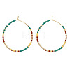 Handmade Glass Seed Beads Hoop Earrings HQ0649-2-1