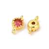 Brass Cubic Zirconia Flat Round Connector Charms KK-H204-02G-05-2