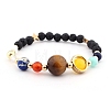 Natural Tiger Eye & Red Agate & Topaz Jade & Lava Rock Stretch Bracelets PW-WG86409-04-1