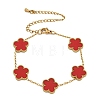 Ion Plating(IP) Resin Flower Link Chain Bracelet BJEW-H602-02G-04A-1