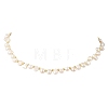 Natural Pearl Two Sides Polished and Round Brass Beaded Necklaces NJEW-JN06323-4