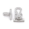 Brass Micro Pave Clear Cubic Zirconia Fold Over Clasps KK-S356-577-NF-4