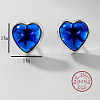 Rhodium Plated 925 Sterling Silver Heart Stud Earrings PY0982-3