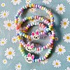 Easter Acrylic Rabbit & Rondelle Beaded Stretch Bracelets for Girl FS-WGB8062-01-1